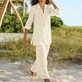 thumbnail image 1 of Womens Sets Clearance Women Casual Plus Size 2 Piece Outfits Solid Long Sleeve Botton Turndown Collar Tops Long Pants, 1 of 6