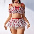 thumbnail image 1 of uublik Womens Sets Valentine's Day Sleepwear Chemise Mini Skirt Lace Nighty Nightgowns Red M, 1 of 5