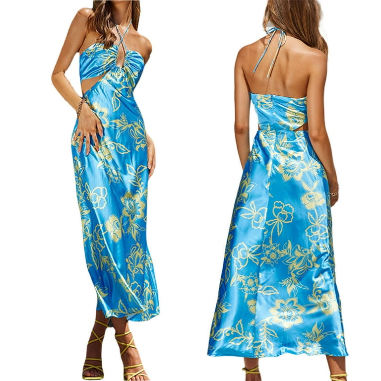 Womens Sexy Bodycon Cut Out Satin Long Dress Floral Print Backless Maxi Dress Spaghetti Strap Cocktail Dress - Walmart.com Womens Sexy Bodycon Cut Out Satin Long Dress Floral Print Backless Maxi Dress Spaghetti Strap Cocktail Dress - Walmart.com