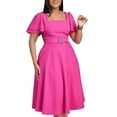 thumbnail image 1 of Womens Sexy Cap Sleeve A-line Pleated Prom Dresses Party Sexy Dress Midi Dress, 1 of 8
