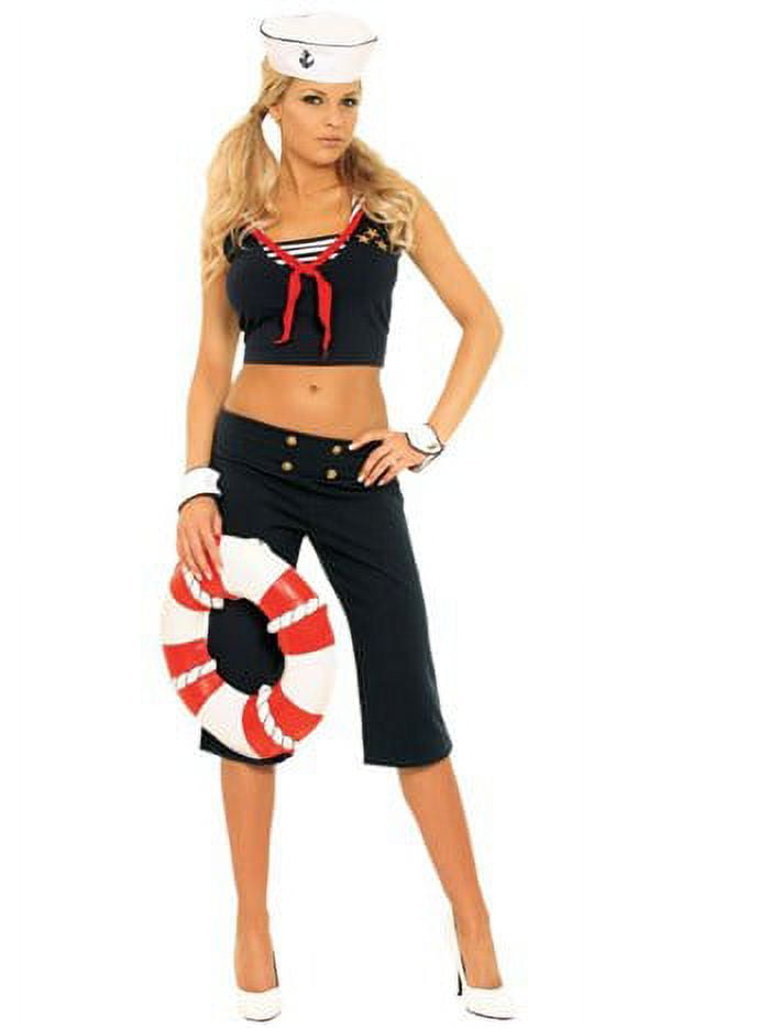 Womens Sexy Cute Adult Blue Navy Sailor Girl Costume Ahoy Matey