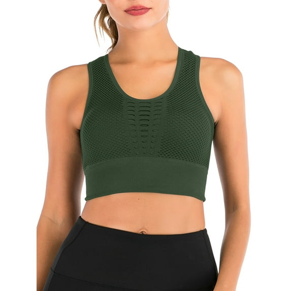 SAYFUT Women Seamless Sports Bra Yoga Bra High Impact Fitness Activewear Racerback Running Crop Tops