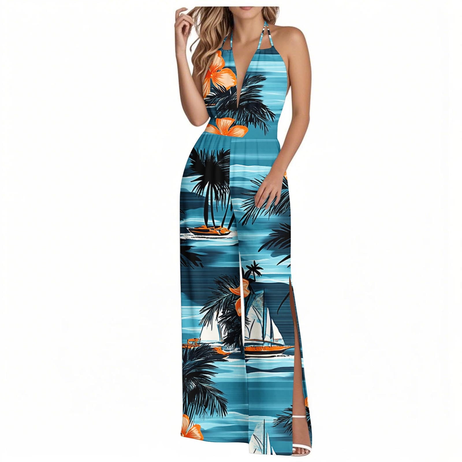 Womens Sexy Jumpsuits 2025 Summer Casual V Neck Halter