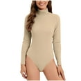 thumbnail image 1 of Womens Sexy Jumpsuits Sweater Sets Turtleneck Ribbed Knit Sweaters Long Sleeve Tops Bodysuit Romper One Piece Jumpsuit, 1 of 5