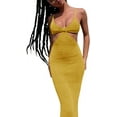 thumbnail image 1 of Womens Sexy Knitted Cut Out Spaghetti Strap Long Dresses Halter Neck Backless Maxi Dress Club Party Y2K Streetwear, 1 of 4