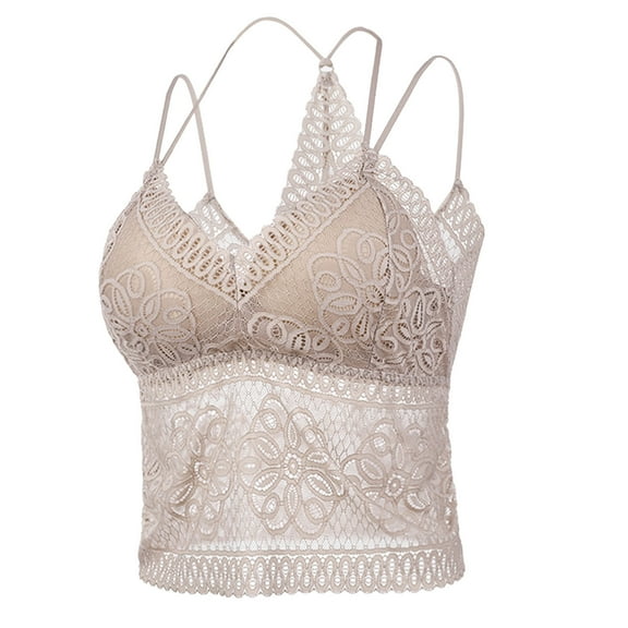 Womens Sexy Lace Cami Bralette Top with Thin Shoulder Straps V Neck Chest Wrap Tops Going Out Party Bralette Crop Top