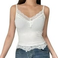 thumbnail image 1 of Womens Lace Flowy Bra Cami with Built-in Cups Solid Color Adjustable Spaghetti Strap Bras Soft Cozy Bralette, 1 of 3