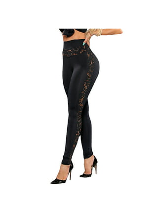 Plus Size Sexy Pants, Women's Plus Lace Up Front High Waisted Medium  Stretch Skinny Leggings