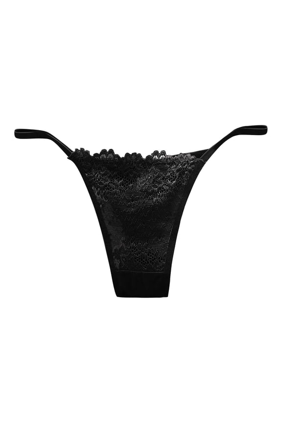 Womens Sexy Lace Transparent Thong Womens Low Waist Hot Thin Seamless Cotton Crotch Thin Strap Panties
