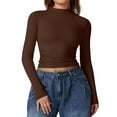 thumbnail image 1 of Womens Sexy Long Sleeve Round Neck Slim Basic T Shirt, 1 of 5