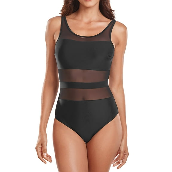 Womens Sexy Mesh Patchwork One Shoulder Swimsuit