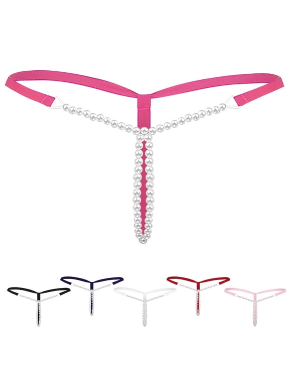 Womens Sexy Micro Pearls Thong Panty Sexy V-String Night Underwear