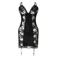 thumbnail image 1 of Womens Nightgown Lace Thong Backless Pajamas Translucent Chemise Sleepwear Black L, 1 of 7