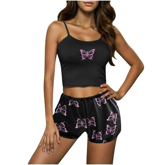 Womens Sexy Pajama Sets Ribbed Knit Sleepwear Lace Cami Shorts Pj Set