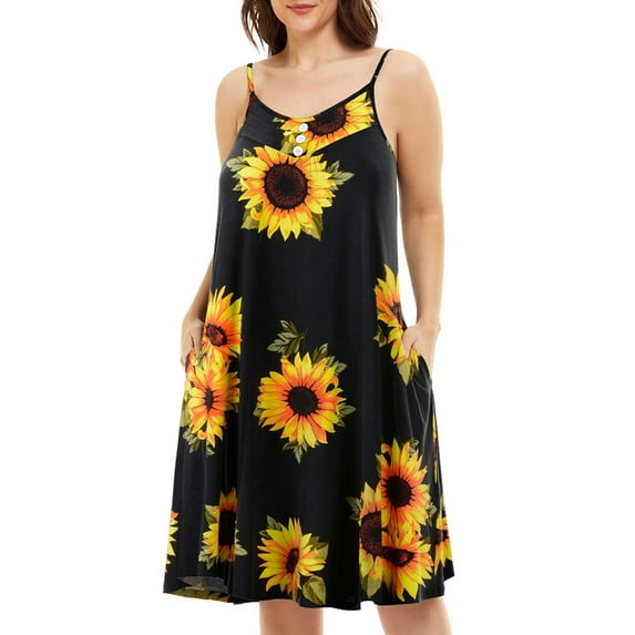Womens Sexy Plus Size Sleepwear with Pockets, VEPKUL Sleeveless Sleepdresses 5x Nightgowns V Neck Camisoles Cozy Soft Floral Pajama Dress