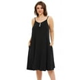 thumbnail image 1 of Womens Sexy Plus Size Sleepwear with Pockets, VEPKUL Sleeveless Sleepdresses 5x Nightgowns V Neck Camisoles Cozy Soft Pajama Black Dress, 1 of 9