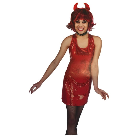 Womens Sexy Red Sequin Dress Devil Costume Small (4-6)
