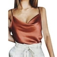 thumbnail image 1 of Womens Sexy Satin Camisole Ruched Draped Neck Adjustable Spaghetti Strap Camis Tanks Casual Summer Sleeveless Tops, 1 of 5