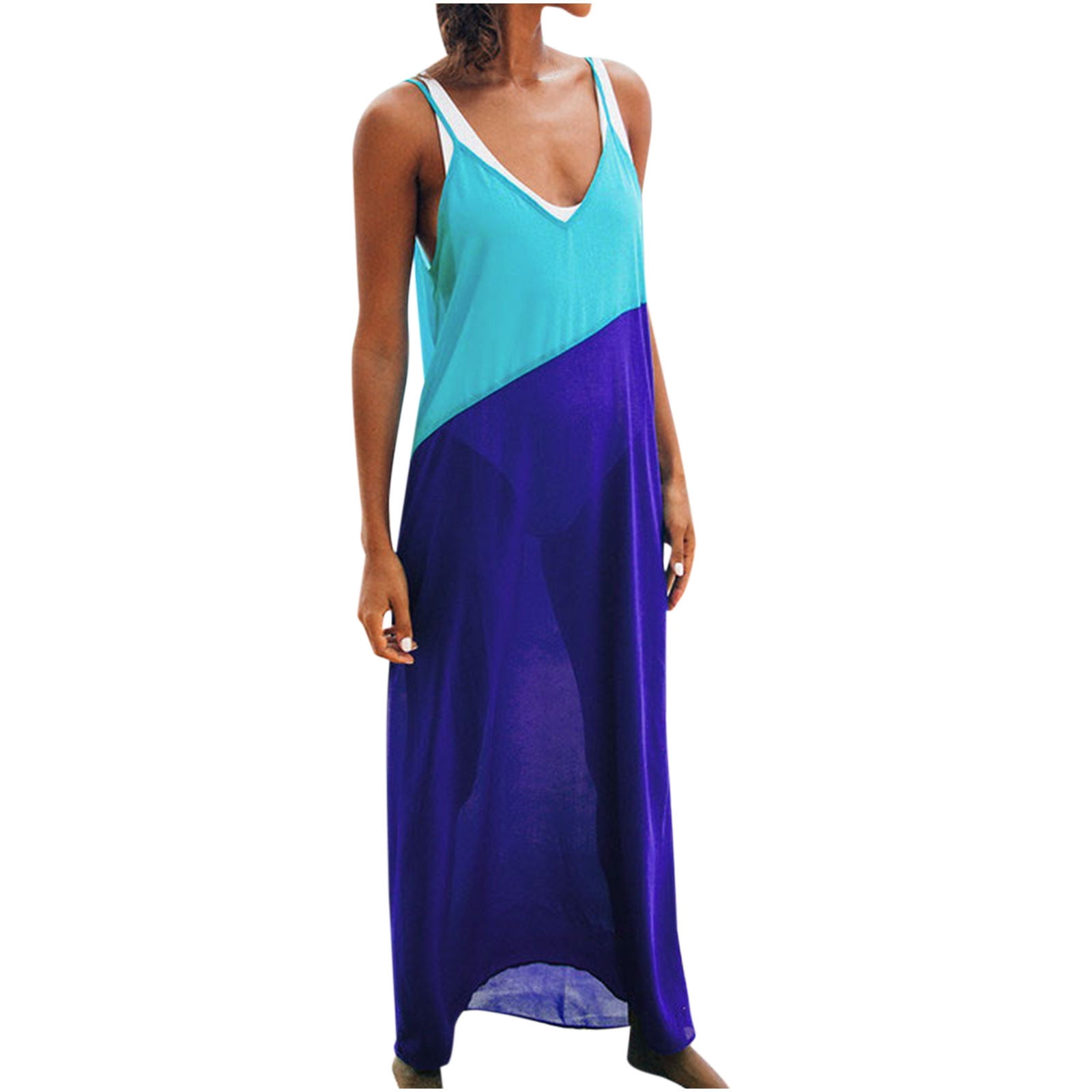 YUNZSXJY Women's Summer Dress Solid Color Maxi Dress Halter