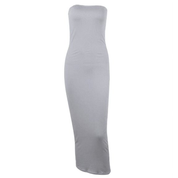 Womens Sexy Strapless Bodycon Maxi Long Tube Dress Solid Color Clubwear S-3XL