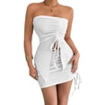 thumbnail image 1 of Womens Sexy Strapless Tube Top & Ruched Drawstring Mini Skirt 2 Piece Outfit Cutout Bodycon Club Party Nightout Summer Set, 1 of 6