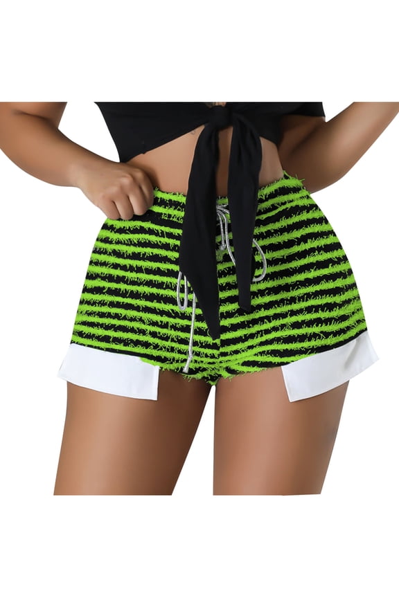 Womens Sexy Striped Fuzzy Hot Shorts Zebra Print Fitted Stacked Pants High Waisted Y2K Leggings