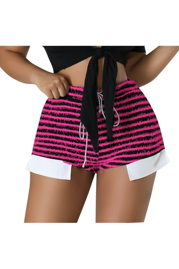 Womens Sexy Striped Fuzzy Hot Shorts Zebra Print Fitted Stacked Pants High Waisted Y2K Leggings