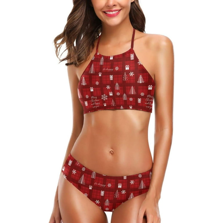 Red plaid bathing suit hotsell