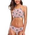thumbnail image 1 of Womens Sexy Swimwear Sweet Cute Bees Stars Pink Floral 2 Pcs Push-up Halter Tie Swimsuit/Bathing/Bikini Set, Medium, 1 of 6