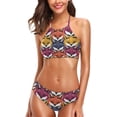 thumbnail image 1 of Womens Sexy Swimwear Wild Colors Fox Pattern 2 Pcs Push-up Halter Tie Swimsuit/Bathing/Bikini Set, Medium, 1 of 6