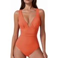 thumbnail image 1 of Womens Sexy V Neck One Piece Bathing Suit Cross Back Swimsuit High Waist Monokini, 1 of 12