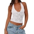 thumbnail image 1 of Womens Sexy V-Neck Sleeveless Halter Cami Tops Going Out Y2K Trendy Lace Cropped Tank Tops, 1 of 3