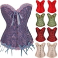thumbnail image 1 of Womens Sexy Vintage Gothic Party Floral Lace Up Slim Corset Bustier Tube TopsHalloween gift on Clearance, 1 of 7