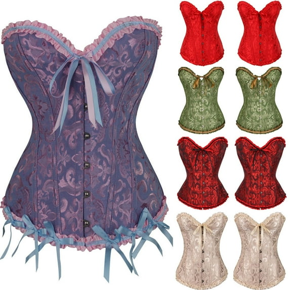 Womens Sexy Vintage Gothic Party Floral Lace Up Slim Corset Bustier Tube TopsHalloween gift on Clearance