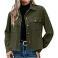 thumbnail image 1 of Womens Shacket Jacket with Pockets, Women’s Fashion Cropped Corduroy Shackets Button Down Jackets Tops Fall Trendy Long Sleeve Shirts S-2XL, 1 of 6