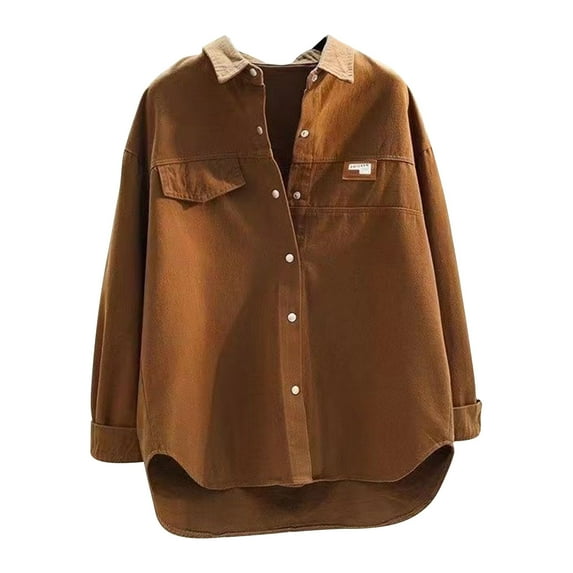 Womens Shackets Casual Spring Long Lightweight Button Down Blouses Jackets Coats With Pockets