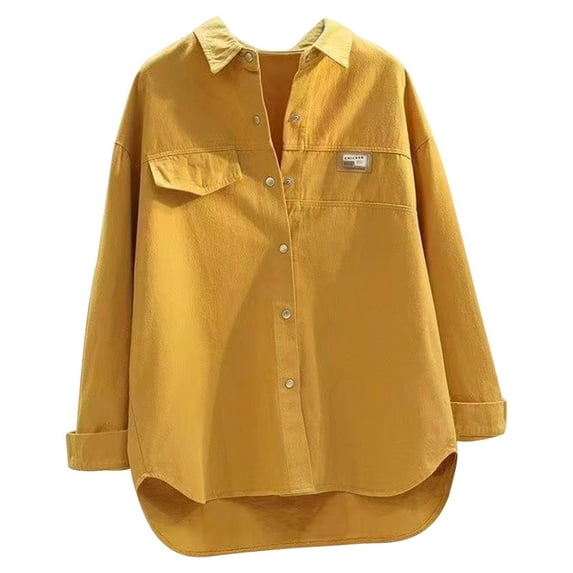 Womens Shackets Casual Spring Long Lightweight Button Down Blouses Jackets Coats With Pockets