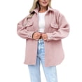 thumbnail image 1 of Womens Shackets Jacket Button Down Solid Shirts Long Sleeve Lapel Tops, 1 of 6