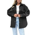thumbnail image 1 of Womens Shackets Jacket Button Down Solid Shirts Long Sleeve Lapel Tops, 1 of 5