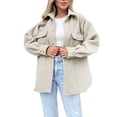 thumbnail image 1 of Womens Shackets Jacket Button Down Solid Shirts Long Sleeve Lapel Tops, 1 of 5