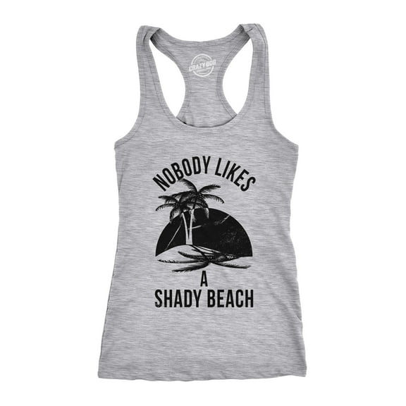Womens Shady Beach Funny Tees Sleeveless Tops Gym Workout Lifting Novelty Fitness Tank