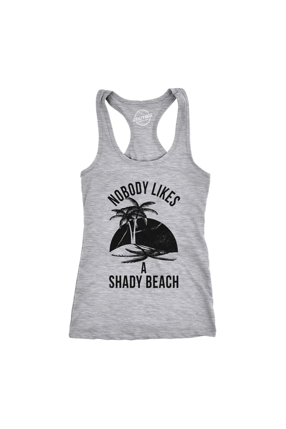 Womens Shady Beach Funny Tees Sleeveless Tops Gym Workout Lifting Novelty Fitness Tank
