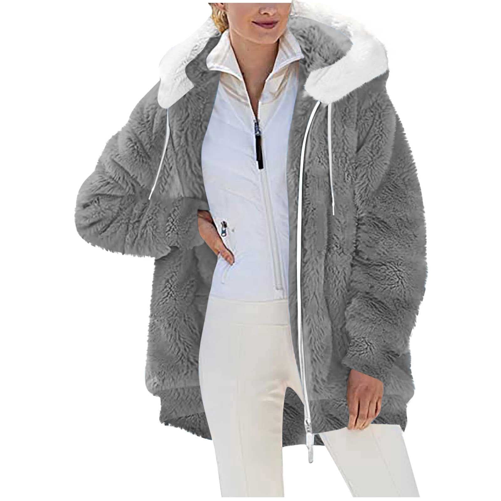 ジャケット・アウター na.e Wool Alpaca Shaggy Coat_Gray Womens-Shaggy-Sherpa-Jackets-