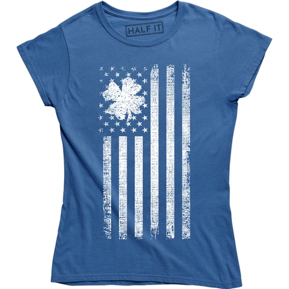 Womens Shamrock USA Flag Clover Shamrock Irish Ireland St. Patrick's Day T-Shirt