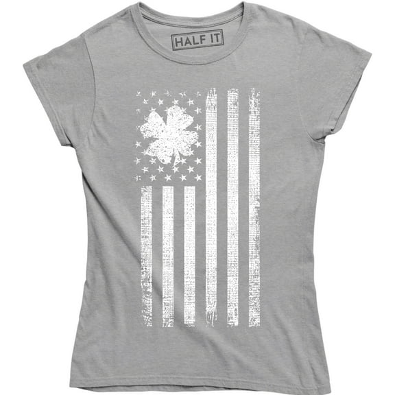 Womens Shamrock USA Flag Clover Shamrock Irish Ireland St. Patrick's Day T-Shirt