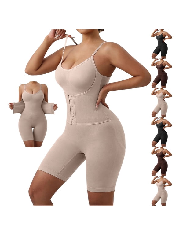 Womens Shapewear Bodysuit Waist Trainer Tummy Control Butt Lifter with Adjustable Hooks for Postpartum Daily Wear