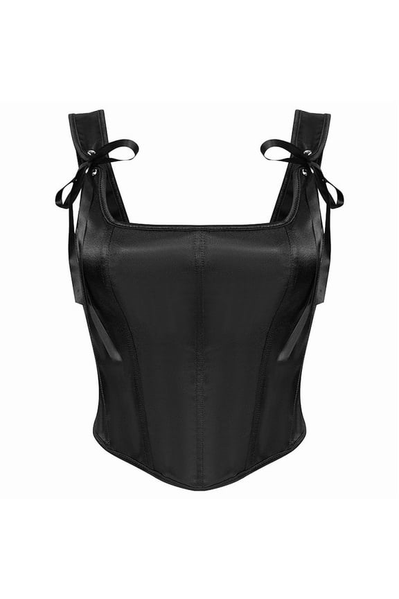 Womens Shapewear Corset Top Lace Up Bodysuit Underwire Support Adjustable Straps Weight Loss Helper Black L