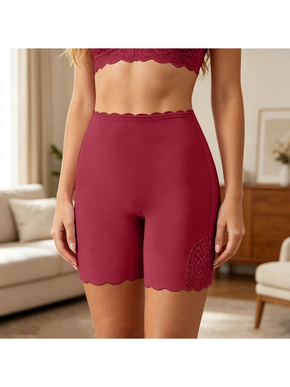 Womens Shapewear Shorts Anti Chafing Underwear Seamless Boyshorts Panties Lace Hem Under Shorts