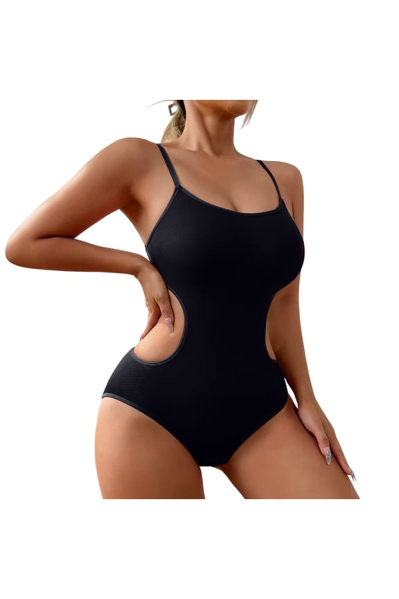 Womens Shapewear Side Cutout Bodysuit Tummy Control Hip Enhancer Body Shaper for Women