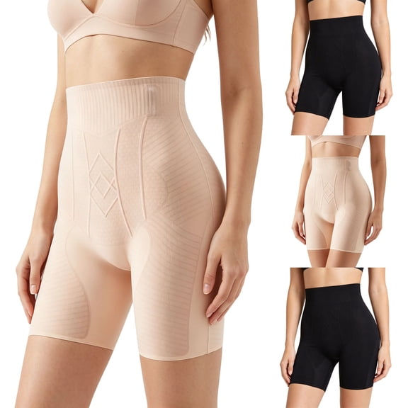 Womens Shapewear Tummy Control High Waist 3D Shaping Control Panty Gel Strip Breathable Weight Loss Helper Black XXL